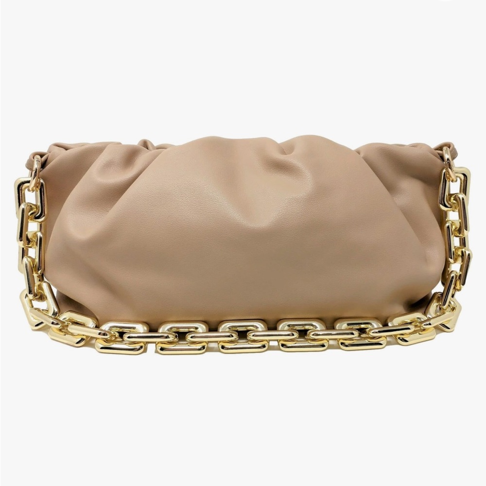 Tan dumpling shoulder bag